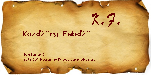 Kozáry Fabó névjegykártya